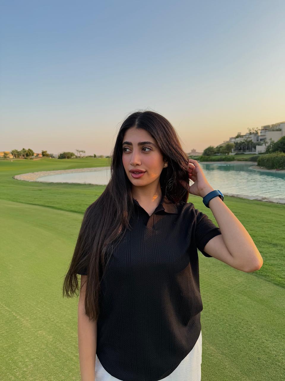 Black knitted polo