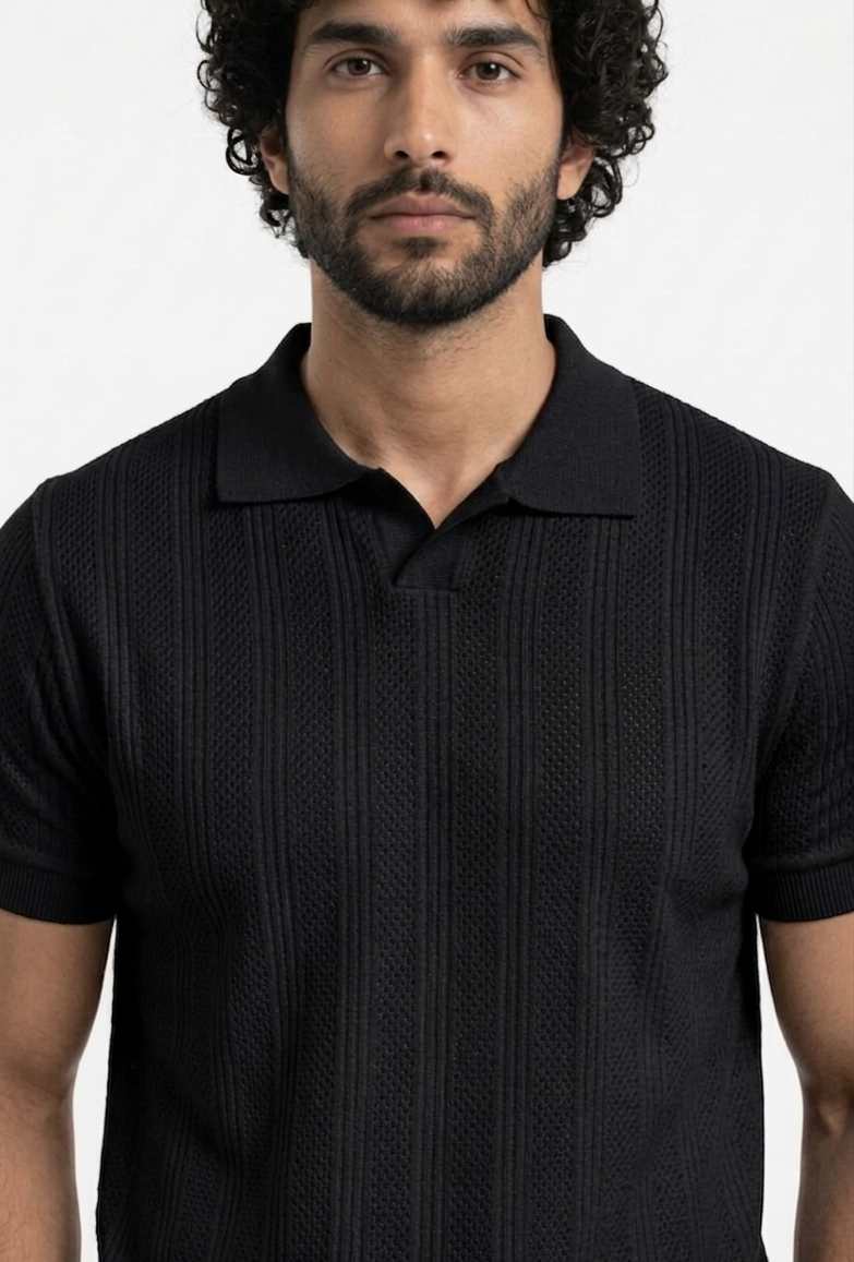 Black knitted polo