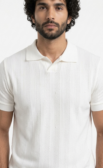 White Knitted Polo