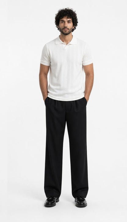 White Knitted Polo