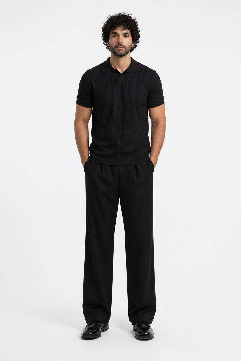 Black knitted polo