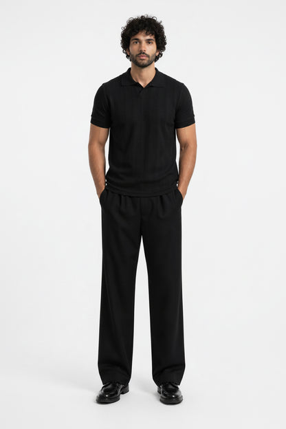 Black knitted polo
