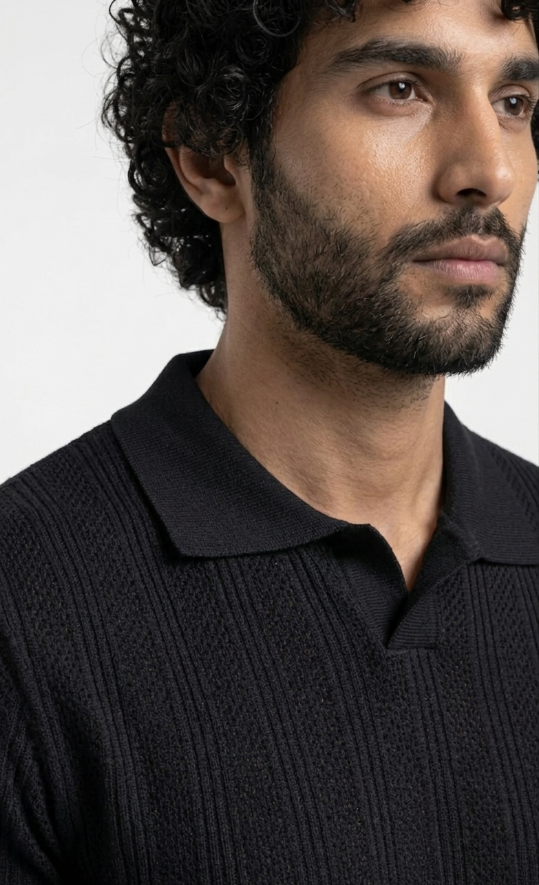 Black knitted polo
