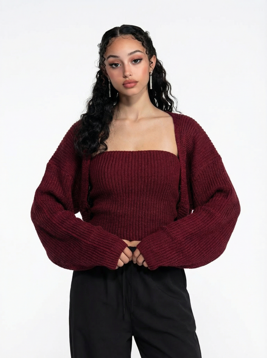 Knitted Set - Burgundy