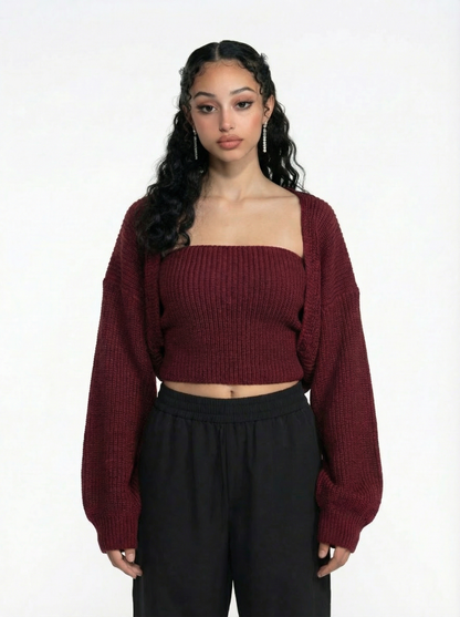 Knitted Set - Burgundy