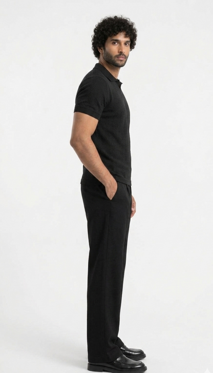 Black knitted polo