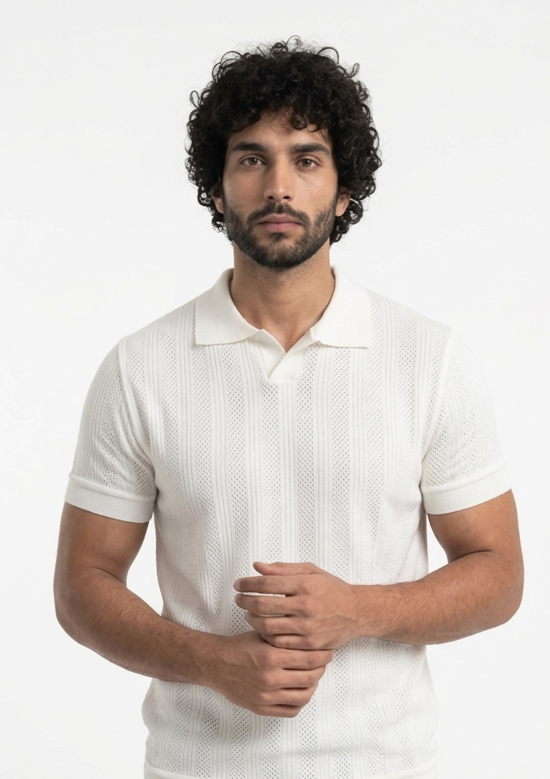 White Knitted Polo