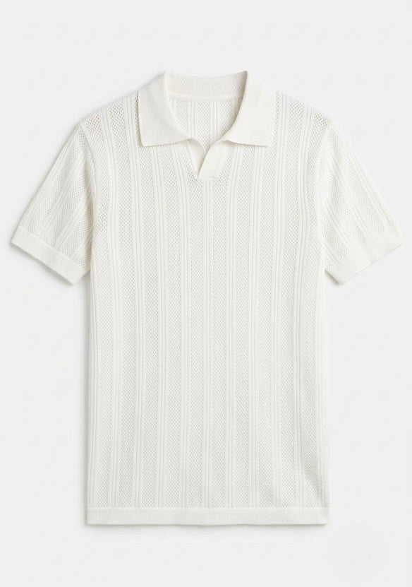 White Knitted Polo
