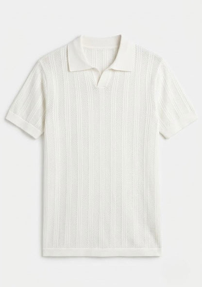 White Knitted Polo