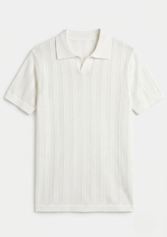White Knitted Polo