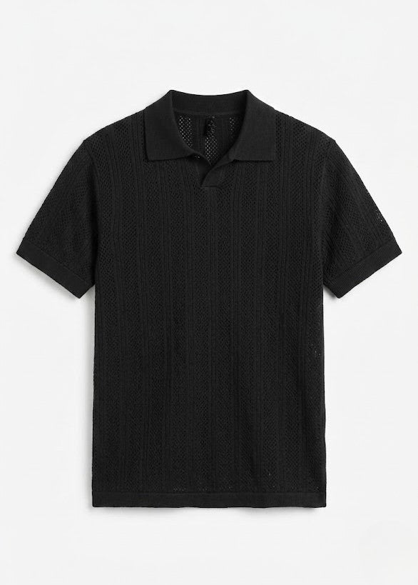 Black knitted polo