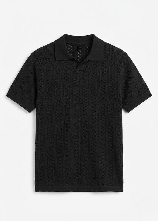 Black knitted polo
