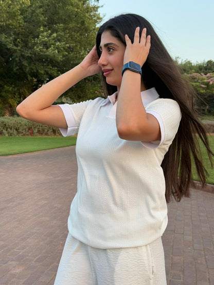 White Knitted Polo