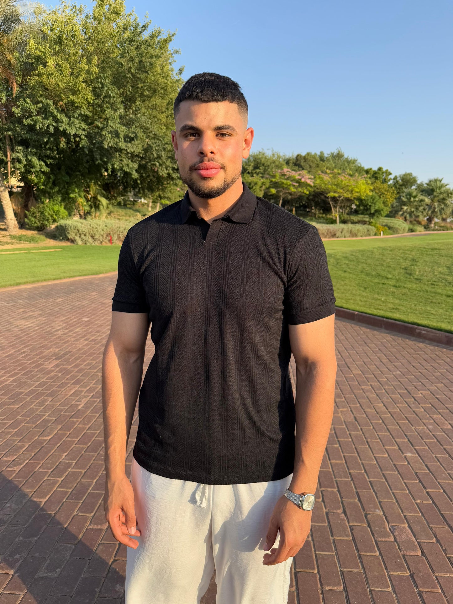 White Knitted Polo