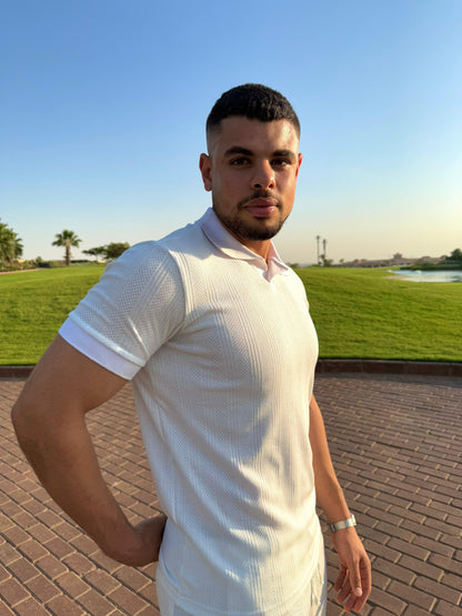 White Knitted Polo